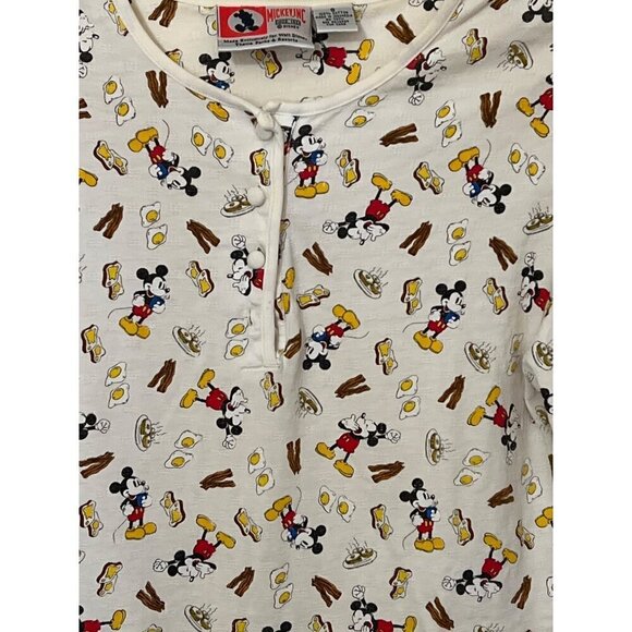 VTG  Disney Mickey Mouse Womens Sleep Shirt Top Sz Small bacon‎ Eggs - Picture 6 of 10